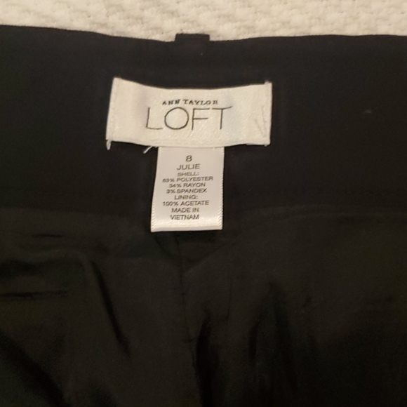 LOFT JULIE wide black slacks pants 8 - Picture 4 of 5